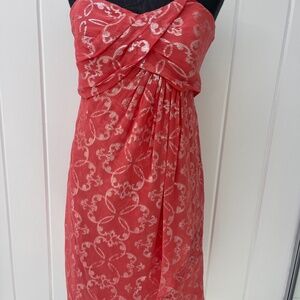 NEW NICOLE MILLER SILK CORAL SLIVER STRAPLESS COCKTAIL DRESS SIZE 6